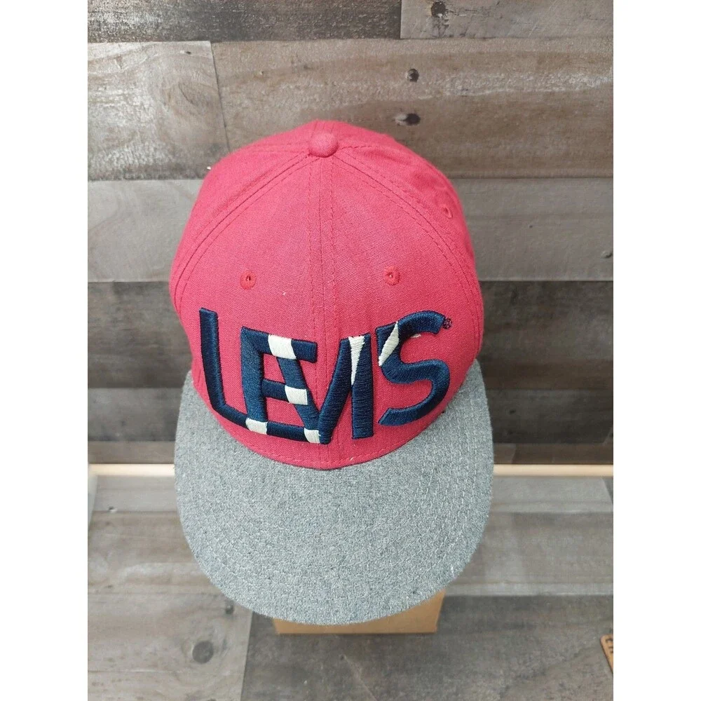 Levis Clothing Brand Red With Multi-Color Logo Grey Bill Snapback Hat